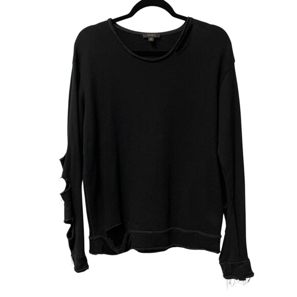 ALALA CYPHER SWEATSHIRT DISTRESSED THRASHED BLK GRUNGE SZ M ELEVATED ATHLEISURE - Picture 1 of 11
